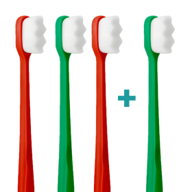 3+1 Ultrasoft zubní kartáček Nanosmile Red&Darkgreen
