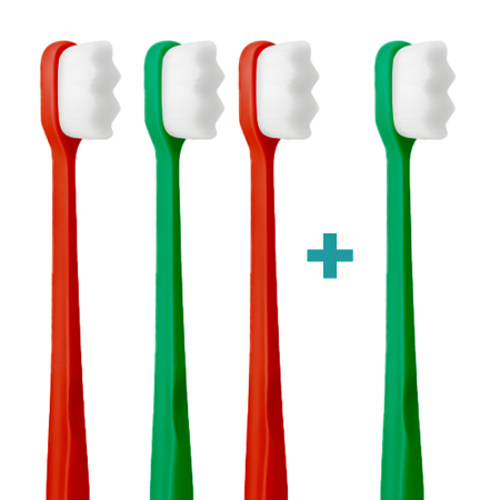 3+1 Ultrasoft zubní kartáček Nanosmile Red&Darkgreen